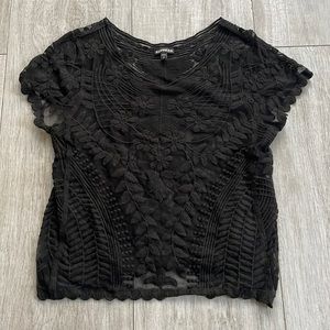 Express Size Small Black Lace Tee